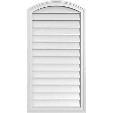 Ekena Millwork Arch Top Surface Mount PVC Gable Vent: Functional, w/ 2"W x 1-1/2"P Brickmould Frame, 22"W x 42"H GVPAR22X4202SF